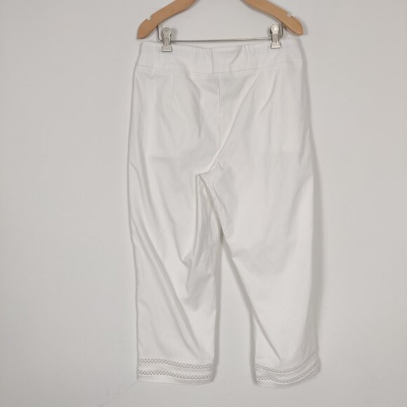 Classic Editions Women's 2 Pcs Cropped Pants Size S Black White Rayon Cutwork - Picture 5 of 16